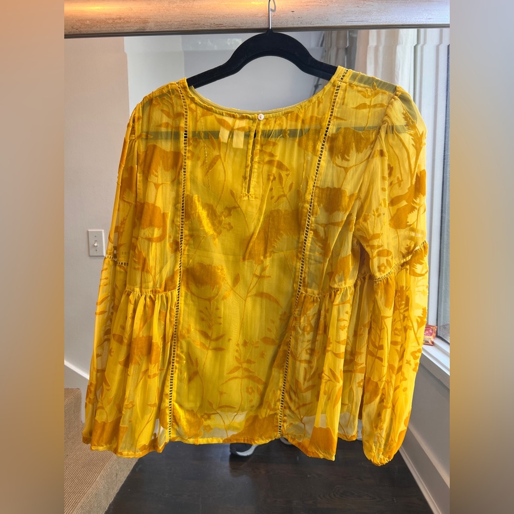 Anthropologie Mustard Velvet l/s Top